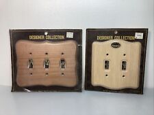 Vintage Edmar Creations Wood Light Switch Covers 3 And 2 Switch Lot Of 2.  NOS