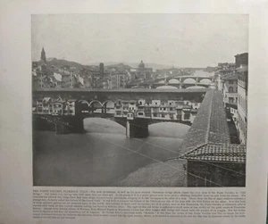 c1890 PRINT ~ THE PONTE VECCHIO FLORENCE ITALY - Picture 1 of 1