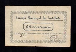 F.C. CASTELLOTE (TERUEL) , 25 CENTIMOS , MBC- . - Picture 1 of 2