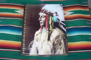 Leather Native American Indian Chief Portrait Studded Note Pad Paper Folder - Picture 1 of 14