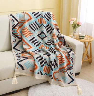Multicolor Geometric Knit Throw Blanket – 50" x 60" - Image 1 of 4