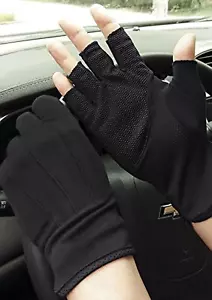 Lightweight Summer Fingerless Gloves Men Women UV Sun Protection Driving Cotton - Picture 1 of 7