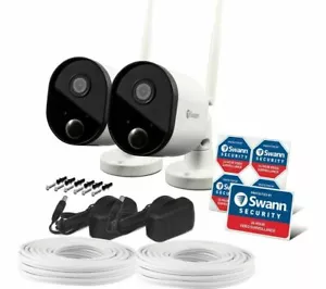 x2 Swann 1080p HD Wi-Fi CCTV Security Camera Motion Heat Night Audio Cloud Alexa - Picture 1 of 6