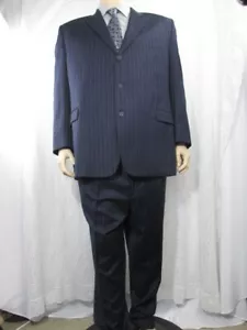 Mens Blue Pinstripe Blue Two Piece Suit Pockets Lined, 50L X 45L - Picture 1 of 12