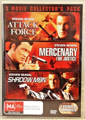 ATTACK FORCE/ MERCENARY FOR JUSTICE/ SHADOW MAN - Steven Seagal - 3 DVDs - Image 1 of 3
