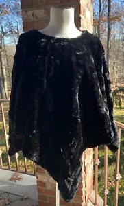 Vintage Designer Helen Yarmak SHEARED BLACK MINK CRUSHED VELVET PONCHO-MINT! - Picture 1 of 14