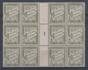 SUPERBE FRANCE BLOC 12 TAXE MILLESIME 1 NEUF (*) 20C olive - Picture 1 of 2