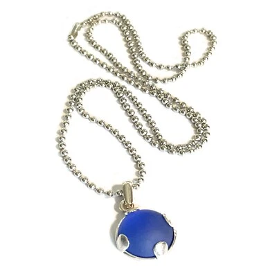 Collana acciaio inox da donna con ciondolo in argento 925 catenina lunga 60 cm - Immagine 1 di 4