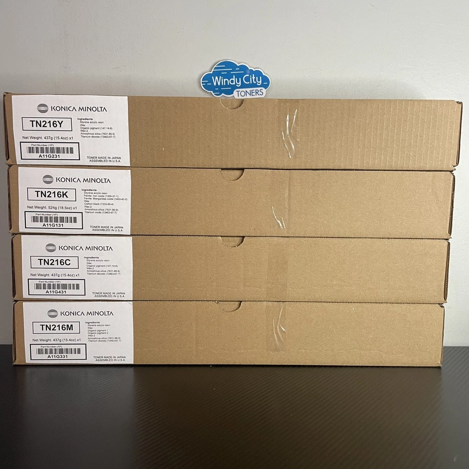 Juego completo de tóner Konica Minolta TN216 KYCM para bizhub C220 C280 C360 caja lisa Foto 1 de 2