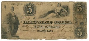 1849 Bank of the State of Georgia, Augusta Branch $5 Note No.2639 (62189) - Picture 1 of 2