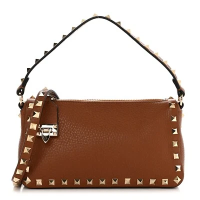 NUEVO CON ETIQUETAS NUEVO Bolso de Hombro Valentino Garavani Rockstud Cuero Marrón $1490+ Foto 1 de 4