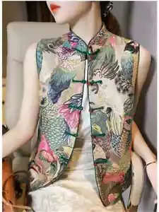 Retro Chinese Style Women Vest Oriental Traditional Ethnic Casual Hanfu Tops New - Picture 1 of 6