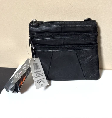 Riñonera de cuero suave genuino Embassy negra 7” x 6” (falta correa) Foto 1 de 4