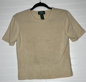 Ralph Lauren Seidenpullover Strick Oberteil PM Creme Pulli Kurzarm Preppy Money - Bild 1 von 10