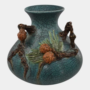 Ephraim Faience 2020 Hand Made Pottery Gnarled Pine Cone Ceramic Vase - Picture 1 of 6