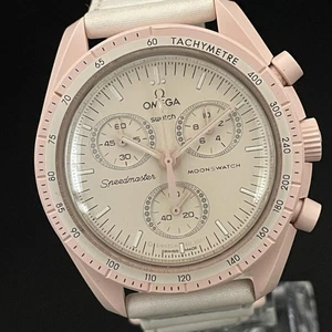 OMEGA x SWATCH Speedmaster Venus Chronograph Quartz Watch 40mm Pink Nylon - Picture 1 of 10