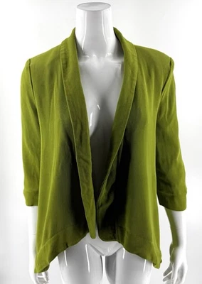 Chaqueta Blazer Alberto Makali Talla Grande Verde Aguacate Frente Abierto Mezcla Lana Para Mujer Foto 1 de 4