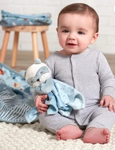 NWT Gerber Modern Moments RACCOON MUSHROOM Security Blanket Lovey Plush Blue - Picture 1 of 5