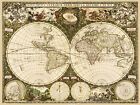 1600s Nova Terrarum Orbis Old World Wall Map Art Print - 24x32