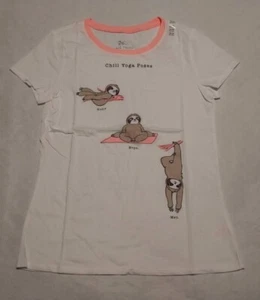 NWT Justice Girls Sloth Yoga Short Sleeve Tee T-Shirt Top - Picture 1 of 1