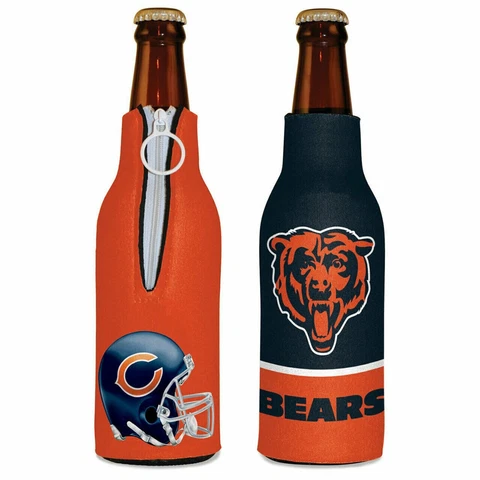 Chicago Bears Bottle Cooler 12 oz Zip Up Koozie Jacket NFL Two Sided Cover