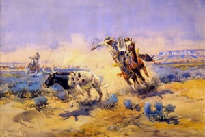 Cowboys from the Quarter Circle Box by Charles M Russell Western Giclee Print - Picture 1 of 3