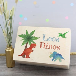 Erinnerungsbox "Leos Dinos" Erinnerungskiste Baby Junge Mädchen Taufe - Bild 1 von 5