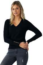 Emerge - Womens Jumper - Regular Winter Sweater - Black Pullover - Drop Shoulder