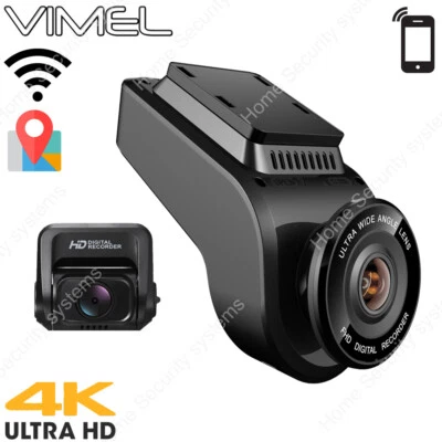 Vimel Dual Dash Camera 4K GPS WIFI Wireless Car Security Camera Super Capacitor