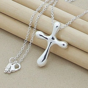 Venta al por mayor Collar Colgante Cruz Plata Esterlina 925 Lleno Mujeres Joyería Regalo - Imagen 1 de 2