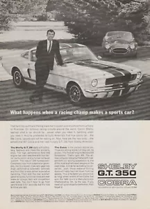1966 Shelby G.T. 350 Cobra - Racing Champ Carroll Shelby - Ford - Print Ad Photo - Picture 1 of 1