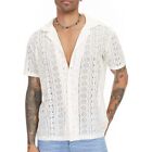 Comfortable Mens Tops See-Through Short Sleeve Slight Stretch Solid Color