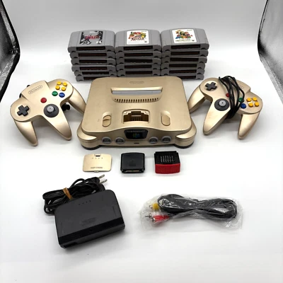 N64 Nintendo 64 Limited Gold Console + Controller set Expansion Pak Region Free - Image 1 of 4