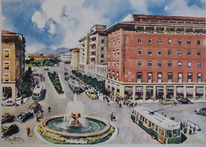 Pisa Piazza Della Stazionne EAU FORTE GINO FRATTINI Pise Italie Gravure ca 1950 - Picture 1 of 3