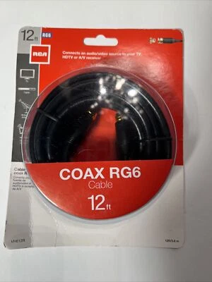 RCA - RG6 Coaxial Cable, 12ft. (Black) - Image 1 of 4