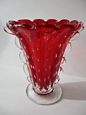 Vaso in vetro bullicante di colore rosso -  Barovier e Toso Seguso n. 1