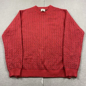 Vintage LL Bean Sweater Mens Medium Birdseye Wool Blend Red Crewneck Pullover - Picture 1 of 8