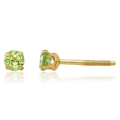 14K Solid Yellow Gold 3mm Peridot Studs Earrings - Image 1 of 4