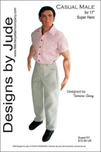 Casual Male Doll Clothes Sewing Pattern 17 Super Heros & Jacob Black Tonner - Picture 1 of 4