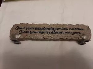 Carson Home Accents Stone Plaque Count your blessings by smiles not tears friend - Picture 1 of 9