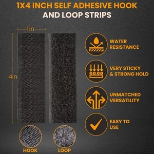 Velcro 15 Pcs Heavy Duty Hook and Loop Strip Adhesive Sticky Back Fastener BLACK - Picture 1 of 5