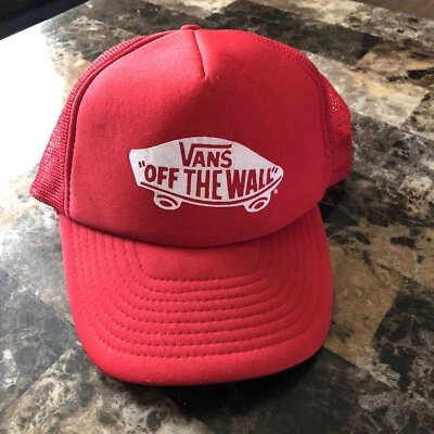 De colección Vans Off The Wall Trucker Snapback Rojo Malla Sombrero Gorra Nissin Retro Foto 1 de 4