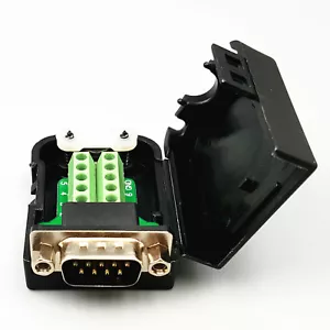 D-SUB DB9 9 Pin Dado Maschio Morsetti Scheda Nero Cover Adattatore Spine Connettori - Foto 1 di 6