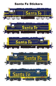 Locomotoras azules Santa Fe 5 pegatinas individuales Andy Fletcher - Imagen 1 de 1