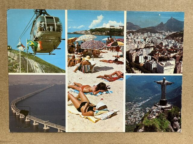 RPPC Aerial View COPACABANA Rio De Janeiro Brasil Coast Brazil Postcard 1960