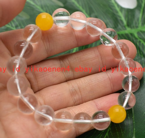 VALENTINO Grazioso bracciale gemme tonde 6 8 10 12 mm cristallo bianco naturale e topazio giallo 7 5"