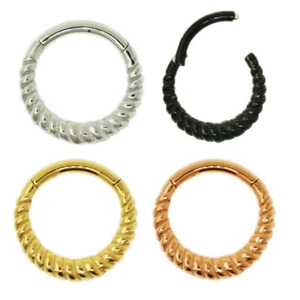 1,2mm Septum Ohr Clicker gedreht Segment Ring Scharnier Rose Gold Silber Helix - Bild 1 von 8