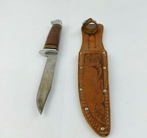 Vintage Schrade-Waldn Craftsman Wolf Dog Head Bowie Knife Stamped