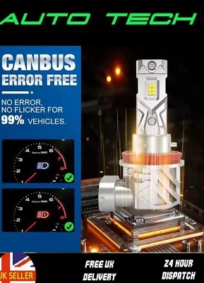 H11 led bulbs Canbus 120w Turbo 6000k Fits VW T6 *SUPER BRIGHT XENON WHITE* - Image 1 of 4