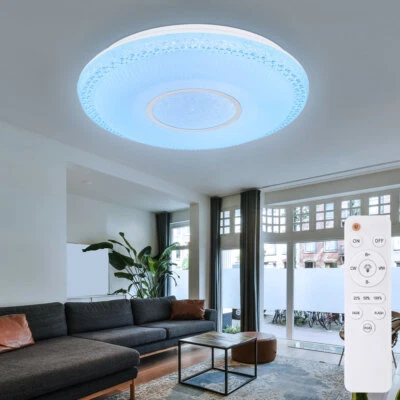 Lustre en Cristal Plafonnier Lampe de Salon RGB LED Sterneneffekt Télécommande - Photo 1/4